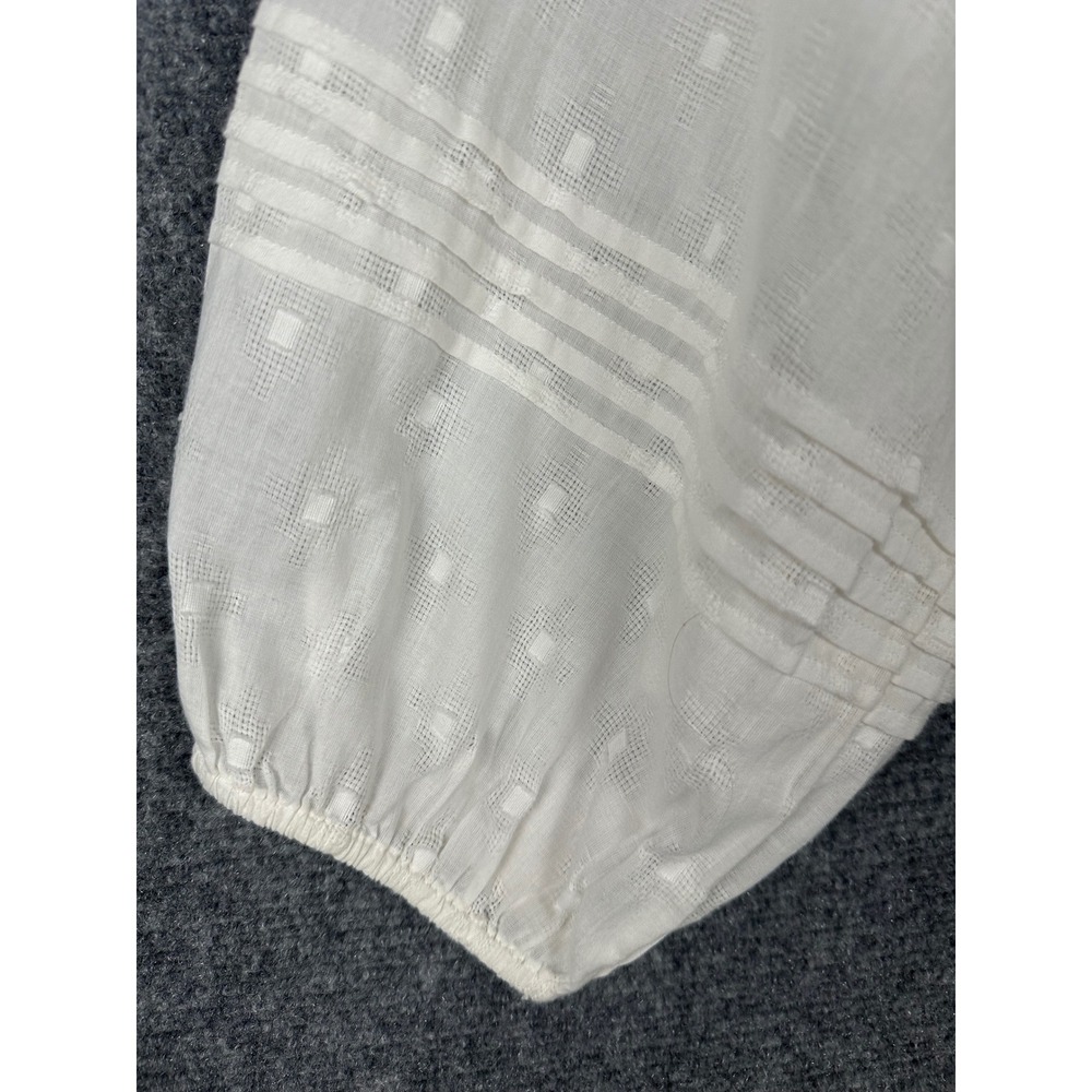 Cleobella Anthropologie Women Boho Ruffle Neck Balloon Sleeve Blouse M White - Picture 12 of 13